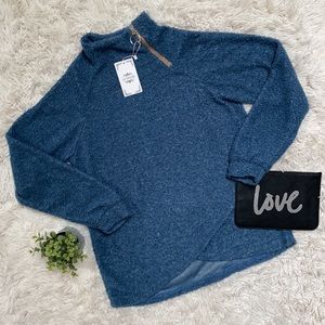 LaMode Fleece Zip Neck Pullover 💗 Blue
